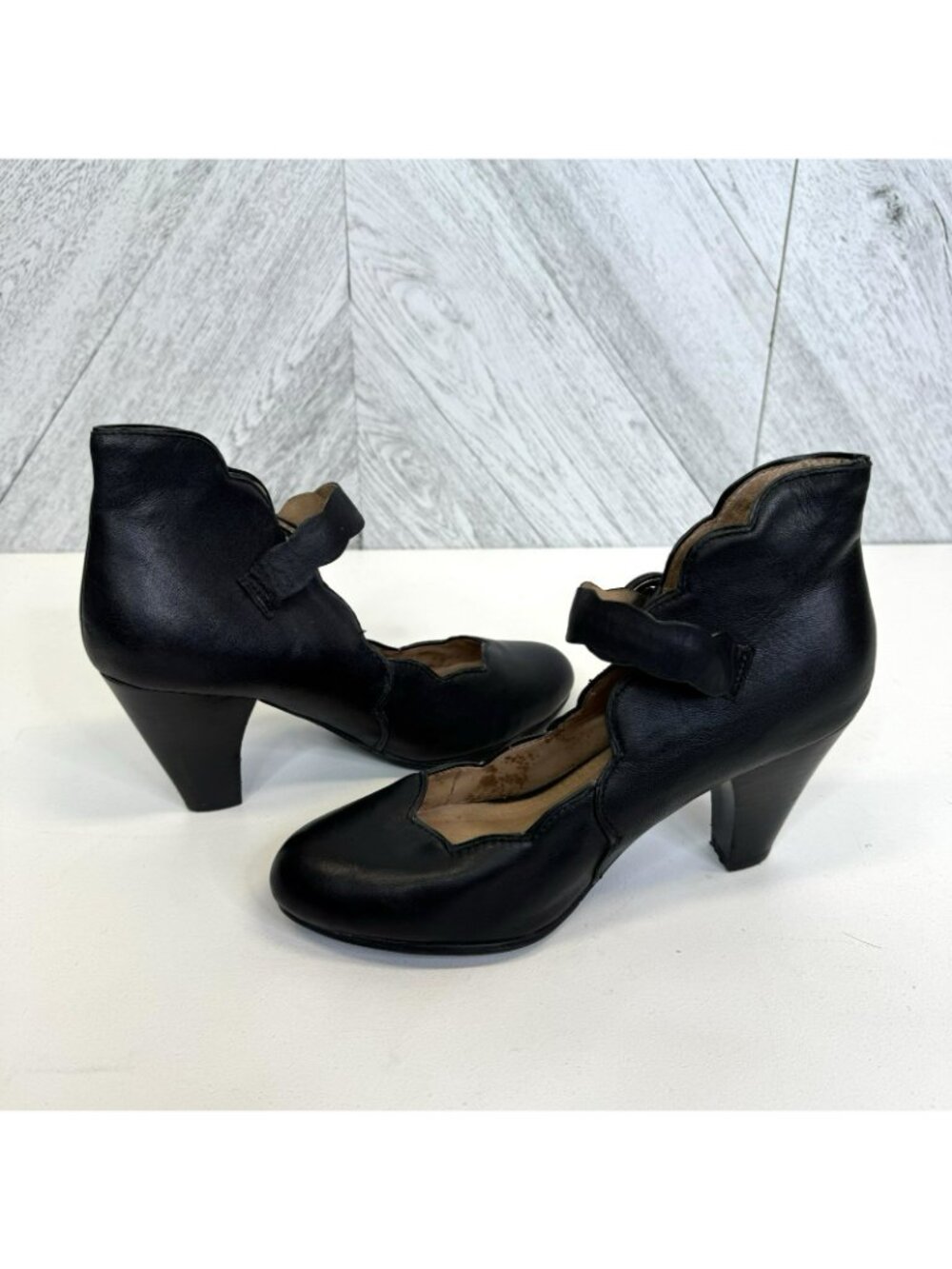 Miz Mooz Carissa Black Mary Jane Pump Shoes Womens Size 8 Leather Pinup Retro - Picture 6 of 14
